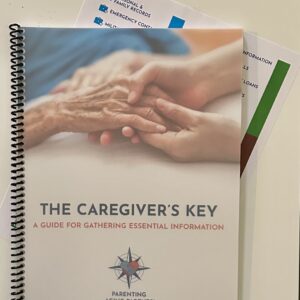 Caregiver’s Key workbook with pre-printed labels for organizing important caregiving documents