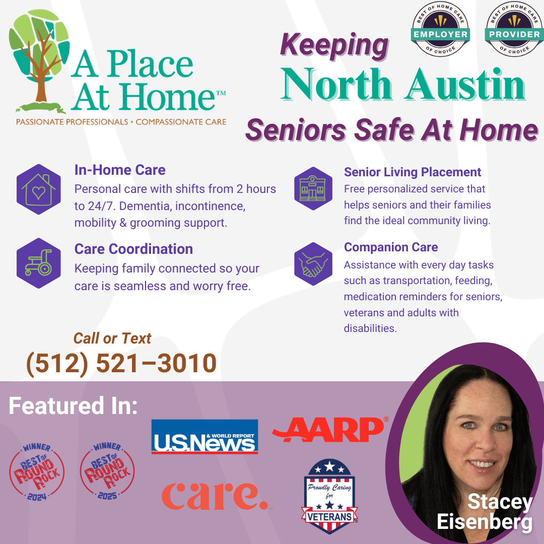 Stacy Eisenberg at A Place at Home - North Austin provides caregivers for elderly adults who need help at home